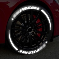 Reflective Tire Lettering Sticker 3D Letters Gray Silver Glow At Night And Dark Car Tires Stylish De