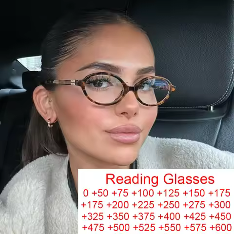Retro Anti Blue Ray Optical Glasses Women Oval Small Frames Prescription Glasses Leopard Print Class