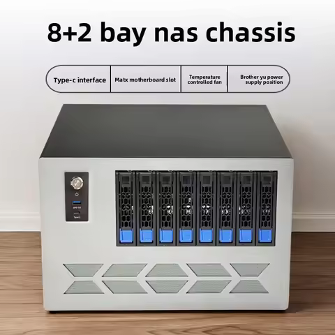 8-bay NAS Chassis, Hot-swappable Rear Panel, 3.5'/2.5' SATA/SAS Ports, MATX Motherboard, FLEX Power 