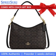 Coach Handbag In Gift Box Laurel Shoulder Bag In Signature Canvas Walnut Black # CV975