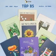 B5 size student notebook, horizontal lines, 80 pages, 80gsm cream paper, good smudge-proof and water