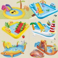 INTEX/Bestway kolam rainbow dinosaur swimming pool family fountain with slide cartoon animal swimmin