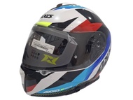 AXXIS FU403SV Gecko SV Helmet Gloss Blue D7 | Built-In Sun Visor | ECE/DOT Certified | Sporty Street