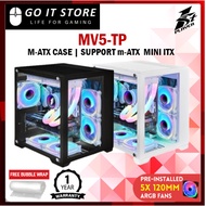 1st Player MV5-TP Micro-ATX Tempered Glass Transparent Gaming Casing with 5 ARGB Fans (BLACK / WHITE