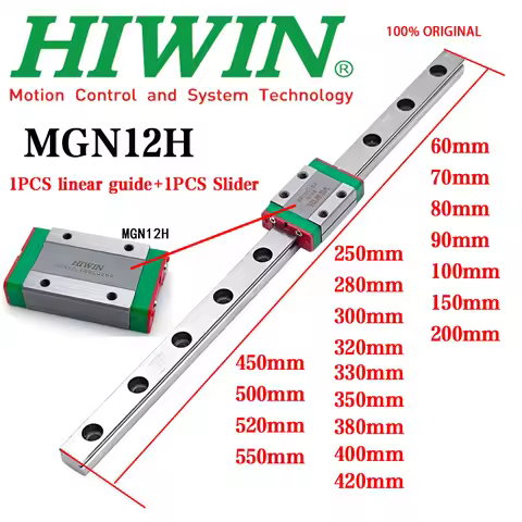 HIWIN Original Genuine MGN12 Linear Rail 60 70 80 90 100 120 150 200 300 400 500 550mm MGN12 Linear 