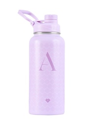 Termo de Acero Inoxidable Iniciales 1 Litro LuckyLy, Doble Aislamiento Térmico y Tapa Hermética Antigoteo, Botella de Agua Motivacional ideal como Regalos para Mujer y Mamá, Modelo Terry, Letras A-Z