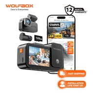 WOLFBOX X5 3 Channel 4K Dash Cam, STARVIS 2 IMX678,4K+2.5K+1080P Front and Rear Inside Triple Car Ca