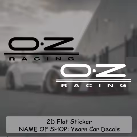 OZ RACING Black White Logo Sticker 1PC, Minimalist Transparent Waterproof Durable Racing Vinyl Decal