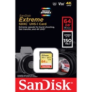 SanDisk Extreme SDXC Card 64GB ความเร็ว อ่าน 150MB/s เขียน 60MB/s (SDSDXV6_064G_GNCIN) ใส่ กล้อง กล้องถ่ายรูป กล้องถ่ายภาพ กล้องคอมแพค กล้องDSLR SONY Panasonic Fuji Cannon Casio Nikon