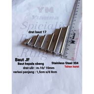 Jf Stainless 304 bolts, 17-inch threaded bolts, M.10 (length 1.5cm to 8cm) p.1,50