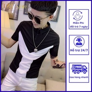 Áo phông Áo Phông Nam cộc tay phong cách trẻ trung sang trọng lịch lãm hiện đại 2 màu chủ đạo đen và