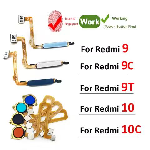 New Fingerprint For Xiaom Redmi 9C 9T 9 10C 10 Prime Home Button Fingerprint Menu Return Key Recogni