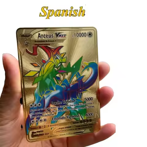 10000 Arceus Pikachu Charizard Vmax Gx Gold MonsterSpanish iron Metal Letters Kids Gift Collection C