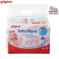 Pigeon Baby Wet Wipes 99% Pure Water Extra Soft Wet Tissues 82 Sheets x 6 Packs