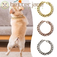 BETTER-JANE Pet Necklace, Cat Dog Gold Necklace Chain Collar Chain Dog Collar, Portable Adjustable G