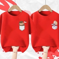 Singapore Lion Cartoon Print Kids Boys Girls Red 2025 NDP Sg60 T-Shirt Singapore Flag T-Shirt Nation