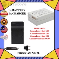 NB-7L PROOCAM BATTERY LI-ON & CHARGER VILOSO CAMERA FOR CANON Powershot G10 Powershot G11 Powershot 