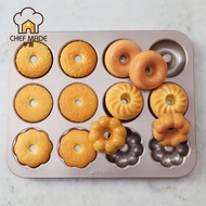 Chefmade Chefmade 12-Continuous 3 Flower Cake Mold Non-Stick Doughnut Mold Doughnut Shape Doughnut M