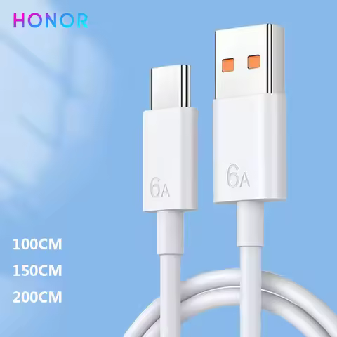 Honor 66W 100W 6A USB Type C Cable SuperCharge Fast Charing Data Cord for Honor 70 80 90 100 200 Pro