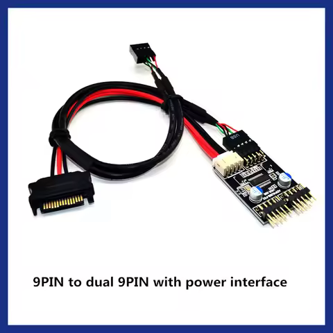 NEW USB Hub USB Splitter USB2.0 9Pin to Dual 9Pin Hub Adapter Riser Motherboard USB 9Pin Header Conn