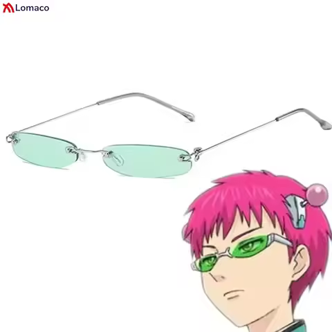 Anime The Disastrous Life of Saiki Kusuo Cosplay Glasses Alloy Eyewear Green Sunglasses Xmas Unisex 