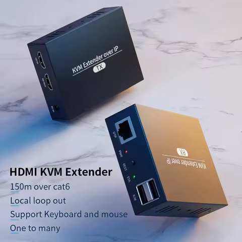 PWAY IP Network USB 1.0 KVM Extender RJ45 Ports 1080P HDMI Over LAN KVM Extender 150m HDMI KVM Exten