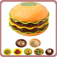 MISUPS Stackable Hamburger Plate Set, 5/7 Layers Burger-Shaped Mini Dinner Plate, Creative Plastic M