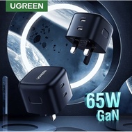 UGREEN 70868 65W GaN Dual USB C Type C Quick Charger Fast Charger UK Plug Gan 65w
