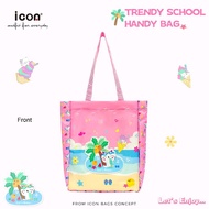 Icon Handy Bag Polyester "Let's Enjoy Kitty" Pink to carry to school or use as eco Library Bag