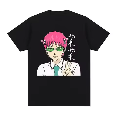 Japanese Anime The Disastrous Life of Saiki K T-Shirt Manga Saiki Kusuo T Shirt Casual Cotton Oversi
