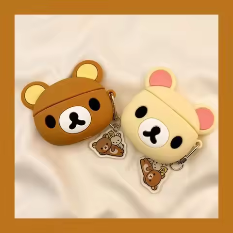 For AirPods 4 1 2 3 Pro Pro2 Earphone Case Rilakkuma Bear Cartoon Silicone Protective Headphone Box 