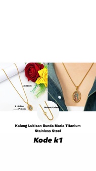 Kalung Lukisan Tuhan Yesus Dan Lukisan Bunda Maria Titanium Anti Karat