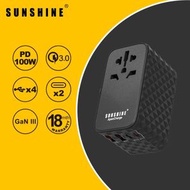 (TRA-100W) ApexCharge 旅行充電轉插 旅行充電器 GaN III 黑色