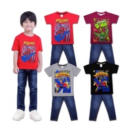 (1Y-6Y) Boy Casual Cartoon Shirt and Jeans Set Kids Jeans Set / Set baju dan seluar panjang jeans de