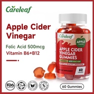 CareLeaf Apple Cider Vinegar Gummies 1000mg Add Vitamin B12&B6  Relieve Constipation Gluten-free (60