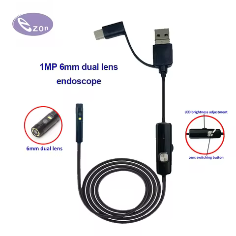 1MP 6MM dual lens HD USB industrial endoscope supports OTG 5m soft cord EZ-EN60D-PL