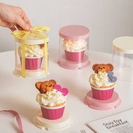 Mini 7/10 cm Round Small Paper Cup Cupcake Gift Box Transparent Plastic Cake Box Dessert Cup B