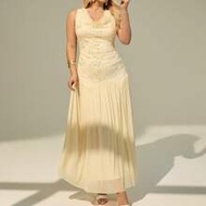 Plus Size Women's Summer New Style Fashion Elegant Floral Embroidery Ruffle Draped Neck Sleeveless R