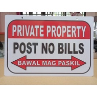 PRIVATE PROPERTY Post No Bill Hard PVC Signage 7.8x11 inches