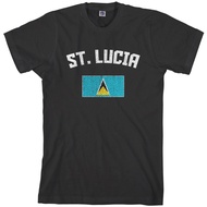 Threadrock Men'S St. Lucia Flag T-Shirt Caribbean Island
