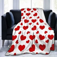Red Love Hearts Flannel Throw Blanket Love-Themed 3D-Printing Comfortable Soft for Sofa Gift for Val
