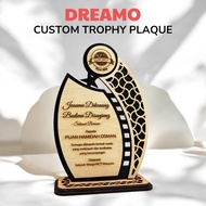 Custom Wood Trophy Award Plaque Hadiah Trofi Cenderahati