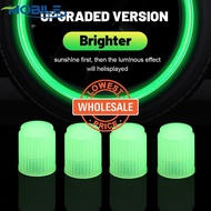 [ Wholesale Prices ]1/4Pcs Tire Decorative Valve Caps Luminous Valve Caps High Quality Anti Air Leak Tires Accessories Universal Valve Core Caps Fluorescent Green Tire Caps