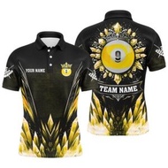 8 Ball & 9 Ball Pool Custom American Flag Billiard Shirts, Patriotic Billiard Pool Jerseys, Personal