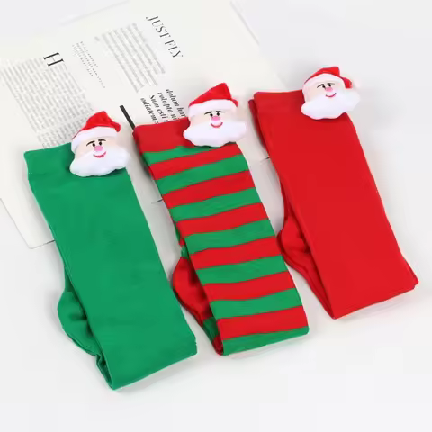 Lovely Santa Socks for Winter 6-10Age Toddler Christmas Long Socks Anti-Slip Over the Knee Socks War