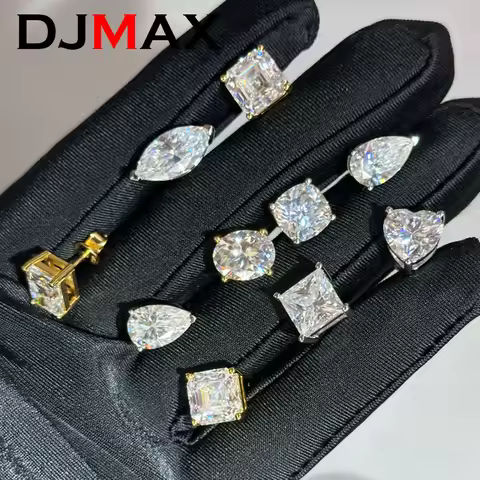 DJMAX 0.5-3ct Moissanite Diamond Earrings for Women Oval/Heart/Radiant/Pear/Princess 925 Sterling Si