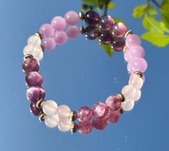 水晶手鍊-粉晶、紫鋰輝石、紫雲母、粉紫祖母晶-珍愛你的心