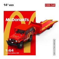 Cool Car 1/64 Toyota FJ40 MacDonald Trailer Alloy Diecast Car Model Toy Birthday Gift