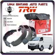 Toyota Hiace Van KDH200 Front Brake Pads Disc Brake Pad , Rear Brake Lining Shoe TRW *Original*