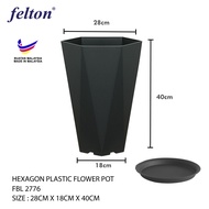 Hexagon Plastic Flower pot 28cm x 18cm x 40cm Pokok Hiasan / Modern Design Flower Pot Indoor & Outdo